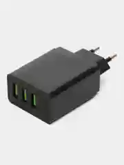 Черный зарядное устройство (блок питания) с цифровым дисплеем, 5 В, 3 USB порта зарядка телефона