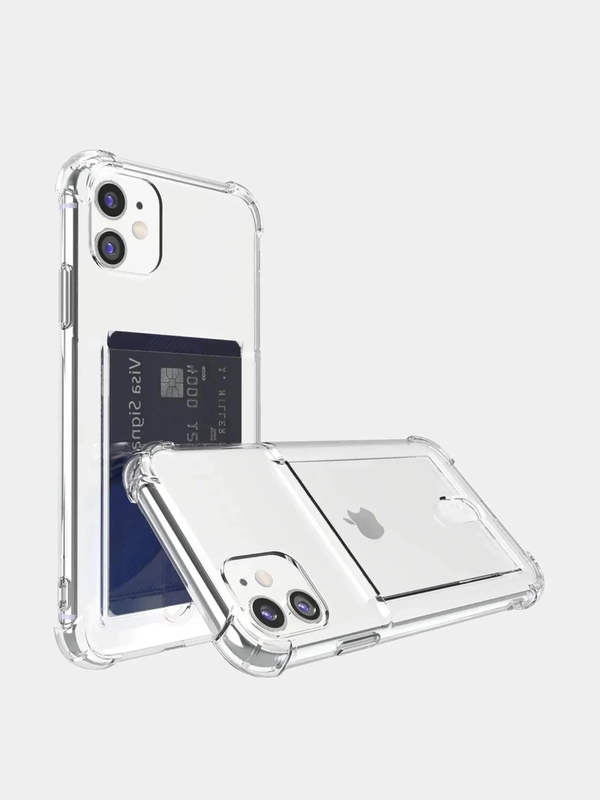 Прозрачный чехол накладка с карманом для карты Samsung S21/S22/S20FE/S21 Plus/S21 Ultra