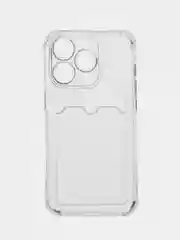 Белый чехол на iphone 14 pro/ 14 pro max/ 15 pro max про макс с карманом для карты