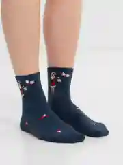 Синий меланж носки новогодние