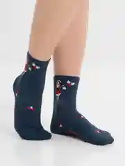 Синий меланж носки новогодние