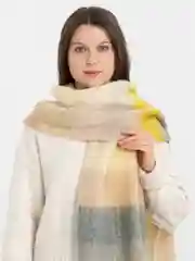 Бежевый шарф женский, теплый, с бахромой, зимний