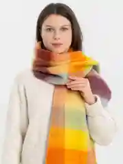 Горчичный шарф женский, теплый, с бахромой, зимний