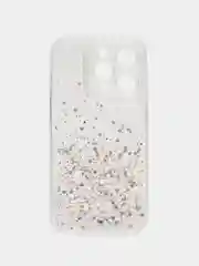 Прозрачный чехол для iPhone 15 Pro Max Plus, Айфон Про Макс, с блестками, с защитой камеры