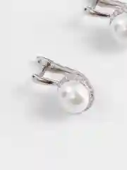 Серебряный серьги с жемчугом и фианитами
