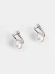 Серебряный серьги с жемчугом и фианитами
