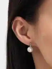 Серебряный серьги с жемчугом и фианитами