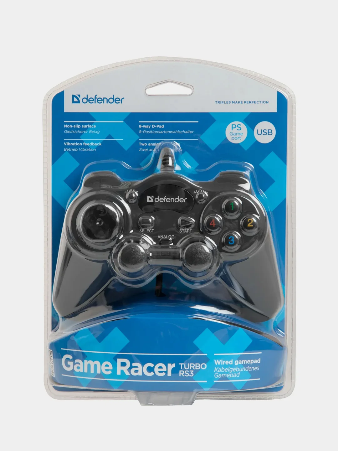 Черный геймпад Defender Game Racer Turbo RS3