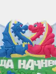 Светло-синий новогодняя подставка / визитница / подставка под мобильный "Дракоши", символ года 2024