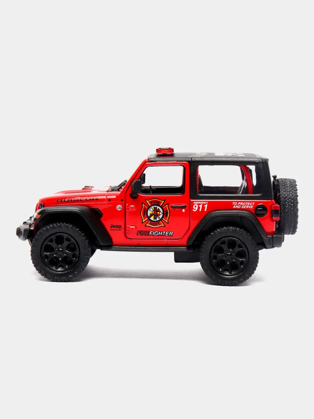 Красный металлическая машина Jeep Wrangler 2018 "Police", "Firefighter" KT5412DPR