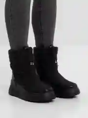 Черный дутики женские зимние, с натуральным мехом