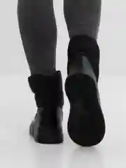 Черный дутики женские зимние, с натуральным мехом