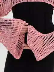 Розовый вязанный укороченный топ