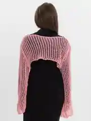 Розовый вязанный укороченный топ