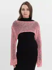 Розовый вязанный укороченный топ