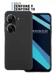Черный чехол ROSCO для ASUS Zenfone 9, Zenfone 10 матовый силиконовый тонкий, бортик вокруг камер