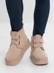 Бежевый угги женские, на липучке, с мехом