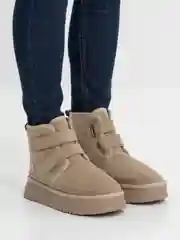 Оливковый угги женские, на липучке, с мехом