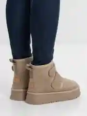 Оливковый угги женские, на липучке, с мехом
