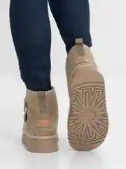 Оливковый угги женские, на липучке, с мехом