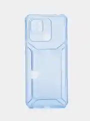 Голубой чехол с карманом для карт Xiaomi Redmi 10/Poco C40, прозрачный
