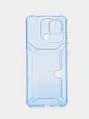 Голубой чехол с карманом для карт Xiaomi Redmi 10/Poco C40, прозрачный