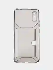 Розовый чехол с карманом для карт для Xiaomi Redmi 9A, прозрачный, Сяоми Редми 9А