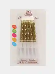 Золотой свечки для торта, неоновые, блестящие, спираль, 10 штук
