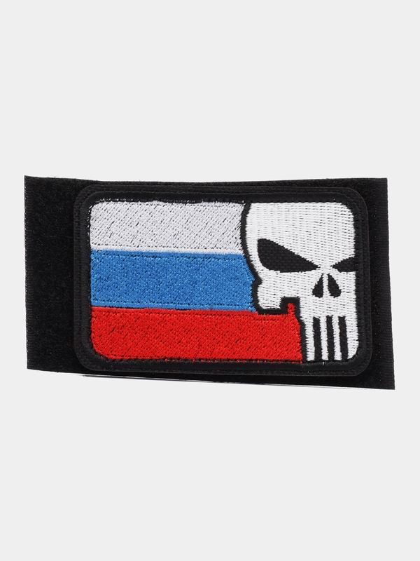 Шеврон на липучке "Флаг России Череп Вагнер"