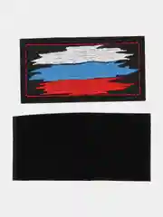 Шеврон на липучке "Флаг России, мазки в красной рамке"