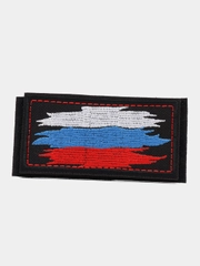 Шеврон на липучке "Флаг России, мазки в красной рамке"
