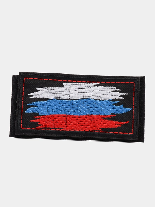 Шеврон на липучке "Флаг России, мазки в красной рамке"