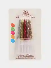 Красный свечки для торта, неоновые, блестящие, спираль, 10 штук