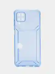 Голубой чехол с карманом для карт Samsung Galaxy A12/M12, прозрачный, Самсунг Галакси А12/М12
