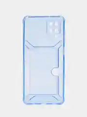 Голубой чехол с карманом для карт Samsung Galaxy A12/M12, прозрачный, Самсунг Галакси А12/М12