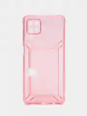 Розовый чехол с карманом для карт Samsung Galaxy A12/M12, прозрачный, Самсунг Галакси А12/М12