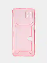 Розовый чехол с карманом для карт Samsung Galaxy A12/M12, прозрачный, Самсунг Галакси А12/М12