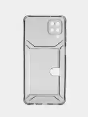 Черный чехол с карманом для карт Samsung Galaxy A12/M12, прозрачный, Самсунг Галакси А12/М12