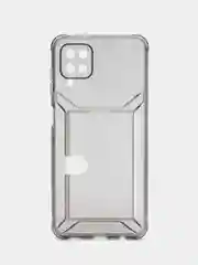 Черный чехол с карманом для карт Samsung Galaxy A12/M12, прозрачный, Самсунг Галакси А12/М12