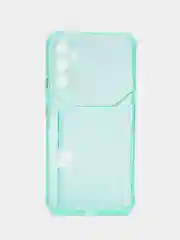Бирюзовый чехол с карманом для карт для Samsung Galaxy A34, прозрачный, Самсунг Галакси А34