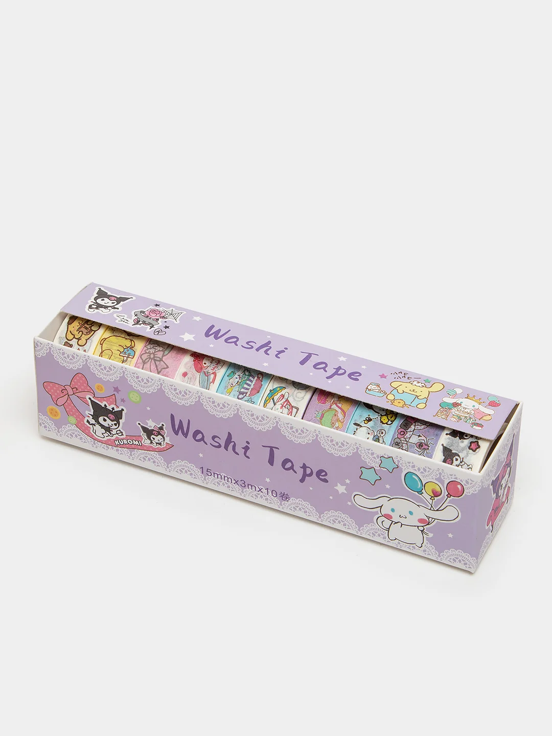 Небесно-голубой стикерпак, стикеры Hello Kitty, наклейки "Куроми", декоративный скотч для скрапбукинга