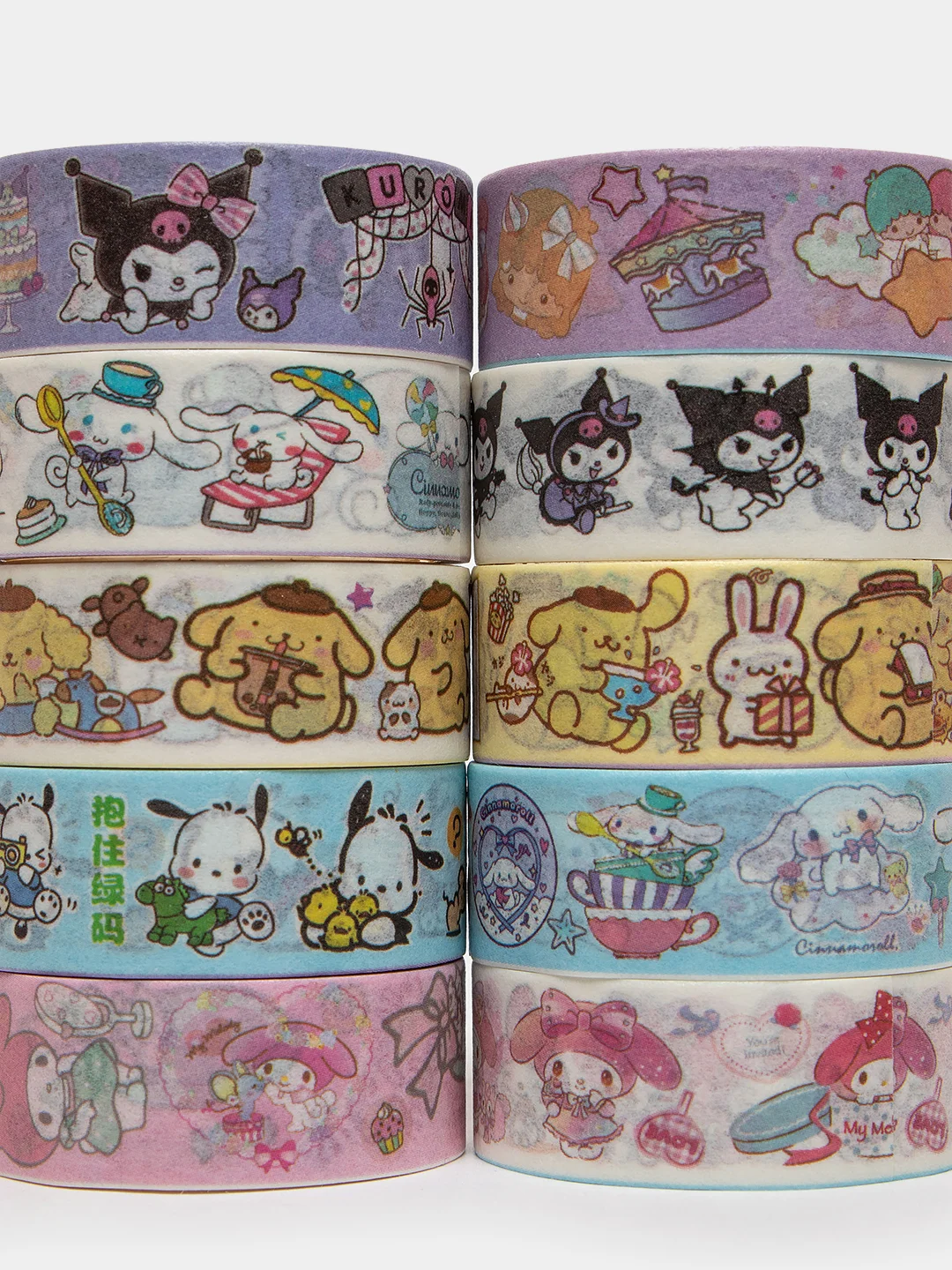 Небесно-голубой стикерпак, стикеры Hello Kitty, наклейки "Куроми", декоративный скотч для скрапбукинга