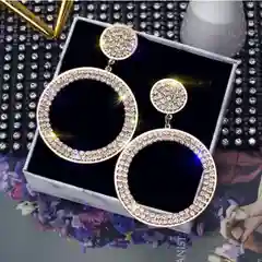 Серьги со стразами, круглые, вечерние