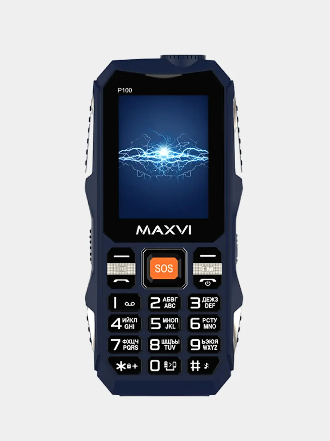 Синий мобильный телефон Maxvi P100