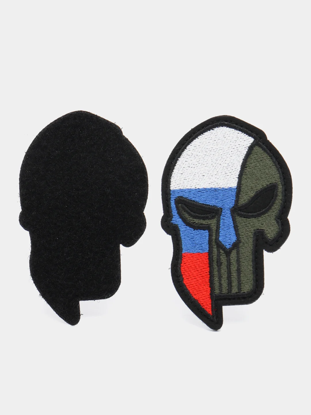 Шеврон на липучке "Череп флаг России хаки"