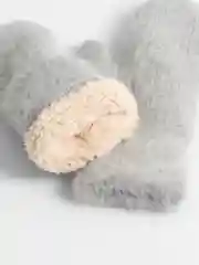 Серый меланж женские варежки, с подкладом