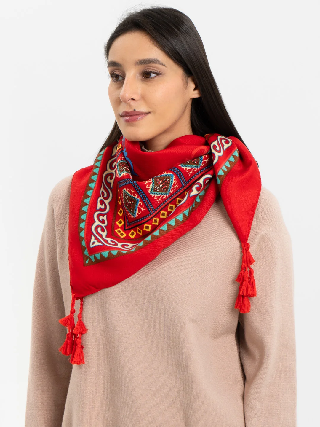 Красный большой платок, 180 х 90 см
