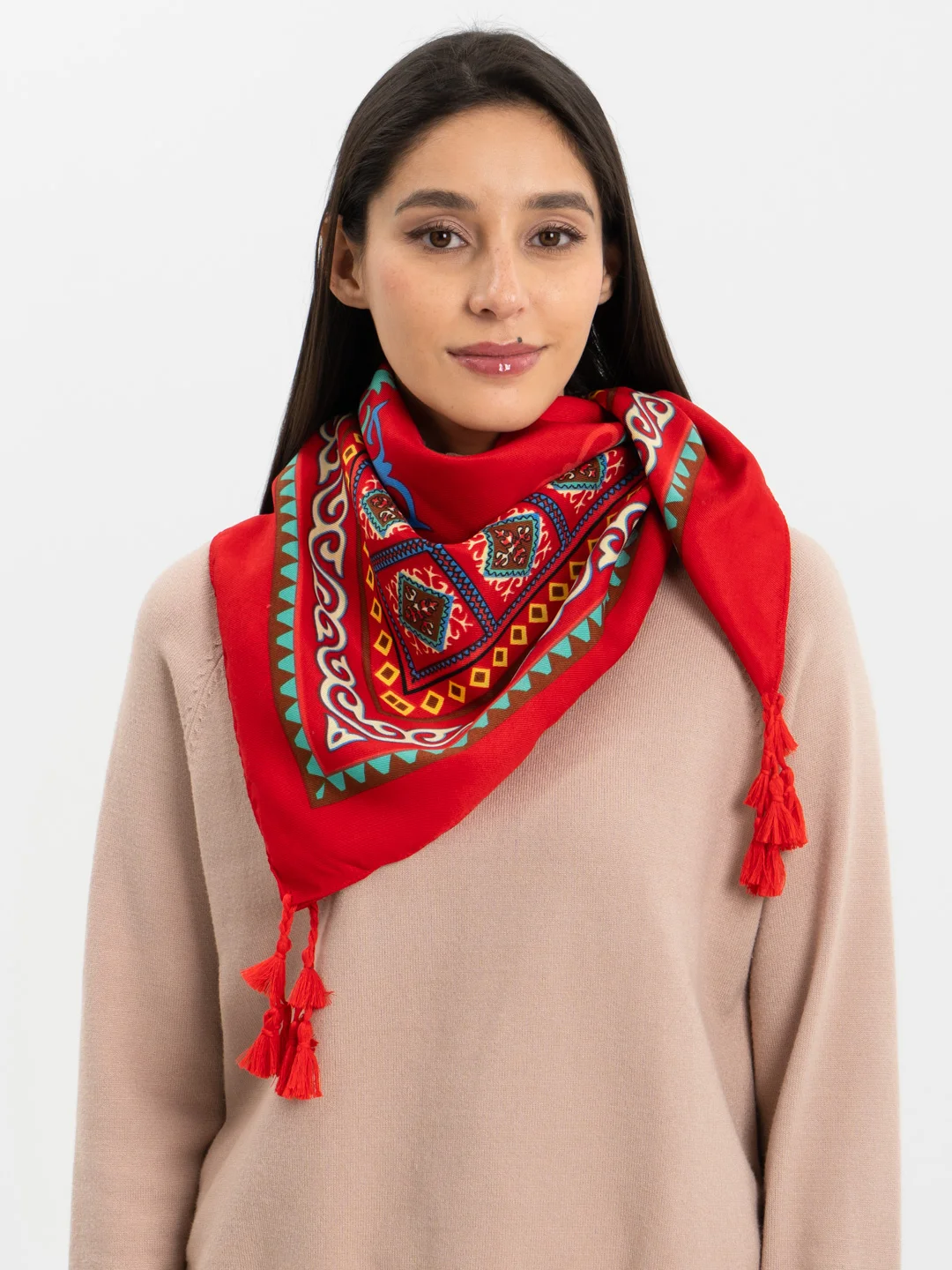 Красный большой платок, 180 х 90 см