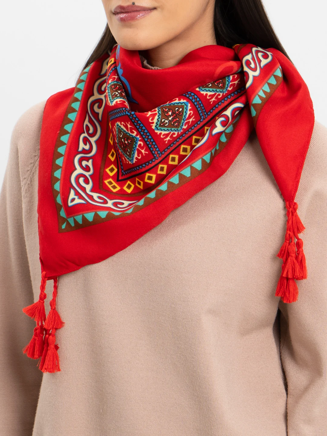 Красный большой платок, 180 х 90 см
