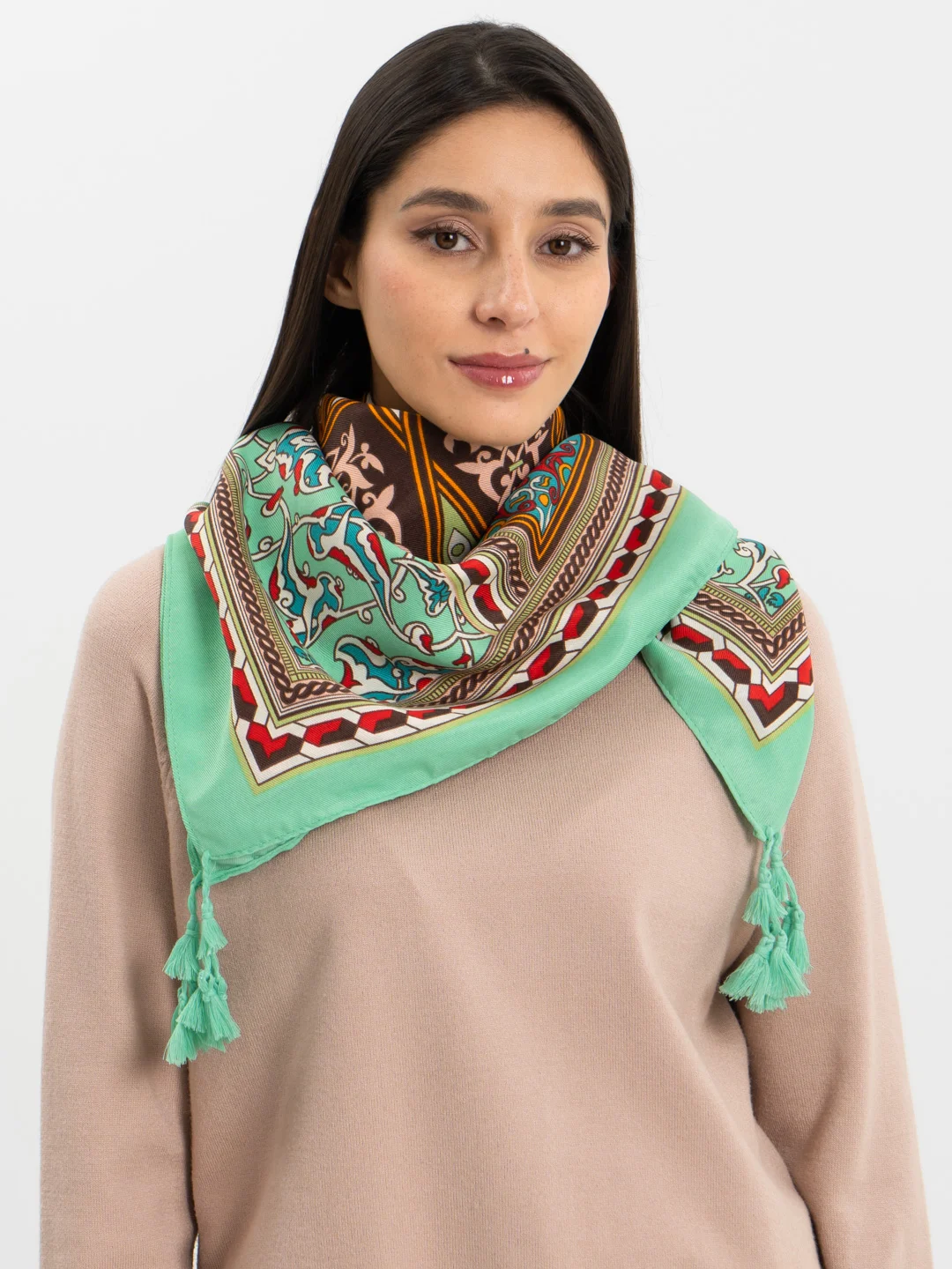 Салатовый большой платок, 180 х 90 см